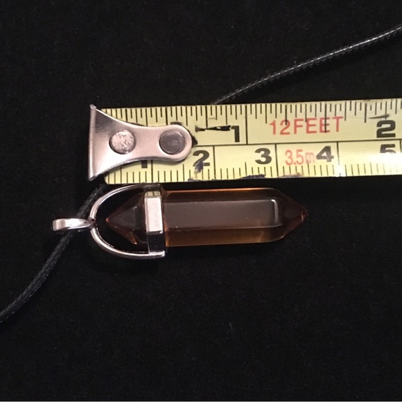 Amber Colored Synthetic Crystal Point Stone Necklace - Picture 5 of 6